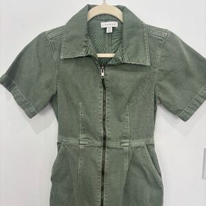 Topshop Green Zip-Up Mini Dress • US 4